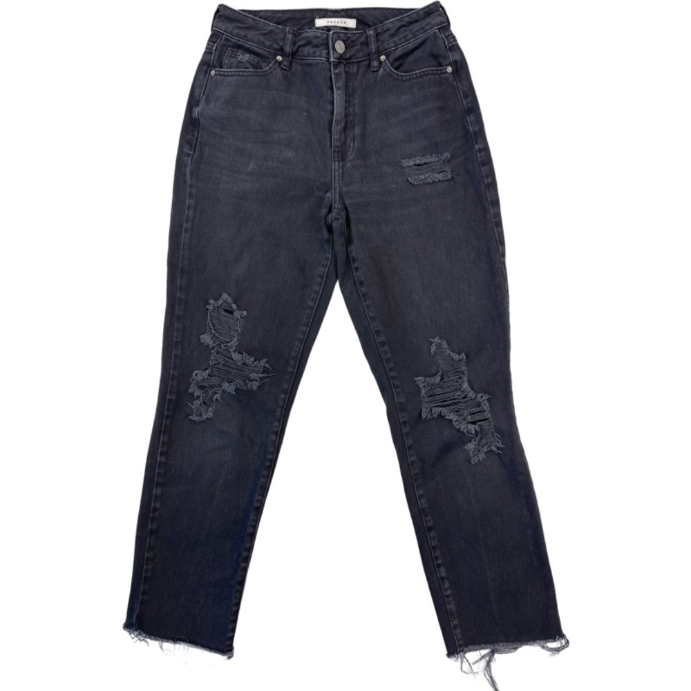 PacSun Woman’s Washed out Black Distressed Mom Jeans 100% cotton size 25
